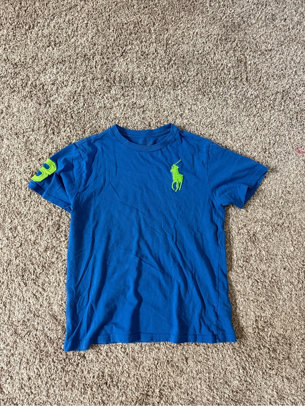 Polo by Ralph Lauren Royal Blue Tee with Neon Green Logo
